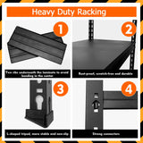 ChicJia 72” Garage Shelving, Garage Storage Rack 2050LBS Heavy Duty Shelving, Garage Shelving, Shelving Metal Unit, Adjustable 5-Tier Basement Storage Shelf, 39.4 ‘W * 15.7 ’D (Black) ChicJia