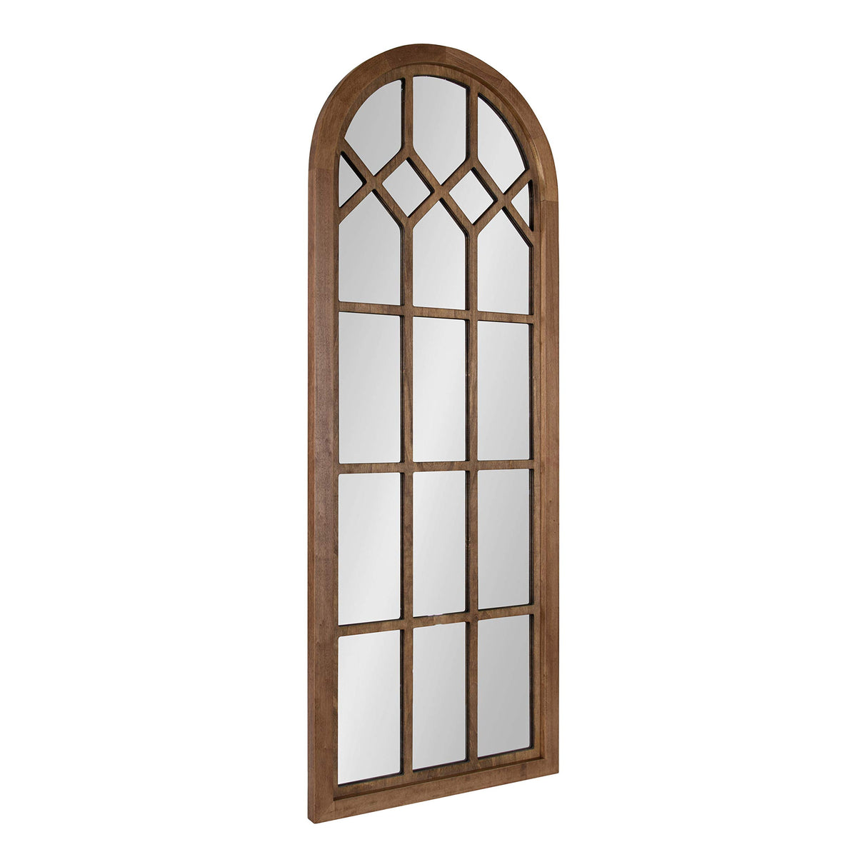 Kate and Laurel Gilcrest Traditional Arch Wood Framed Windowpane Wall Mirror, 18 x 47, Rustic Brown, Farmhouse Decorative Mirror Kate and Laurel