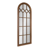 Kate and Laurel Gilcrest Traditional Arch Wood Framed Windowpane Wall Mirror, 18 x 47, Rustic Brown, Farmhouse Decorative Mirror Kate and Laurel