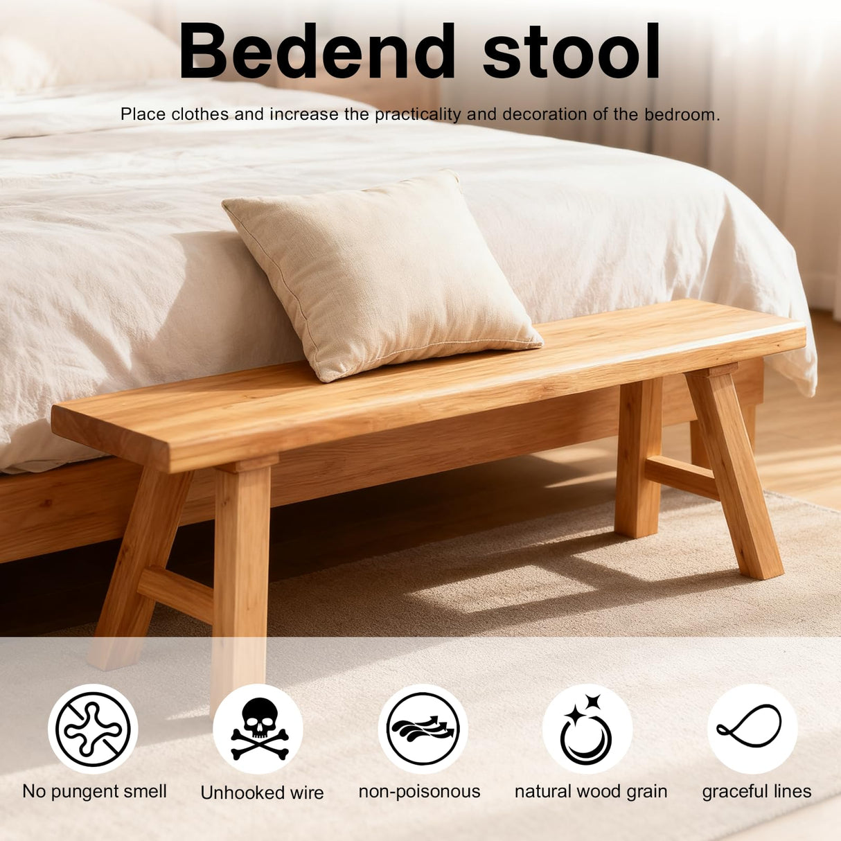 CANYIHB Front Entryway Bench Indoor Hallway Bedroom End of Bed Farm House Rustic Dining Table Vintage Narrow Noodle Bench Solid Wood (L 31.5″x10.2″W x 17.7″H) CANYIHB