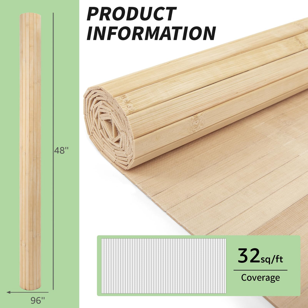 Art3d 48 x 96 Inch Natural Bamboo Wall Panel for Interior Wall Decor, Flexible Pole Wrap Wainscoting Wall Cladding Paneling for Living Room, Bedroom, Office, Kitchen Island, Light-carbonized Art3d