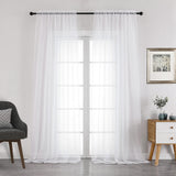 Chyhomenyc White Sheer Curtains 108 Inch Length 2 Panels Set, Extra Long Light Filtering Solid Voile Window Drapes for Living Room Party Ceremony, 42Wx108L, 9FT Length, Set of 2, White Chyhomenyc