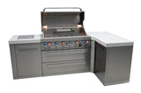 Mont Alpi MAi805-90 44-inch 6-Burner 115000 BTU 90 Degree Corner Stainless Steel Gas Outdoor Kitchen Bar Barbecue Island Grill + Infrared Side & Rear Burners + Granite Countertops + Storage Drawers Mont Alpi