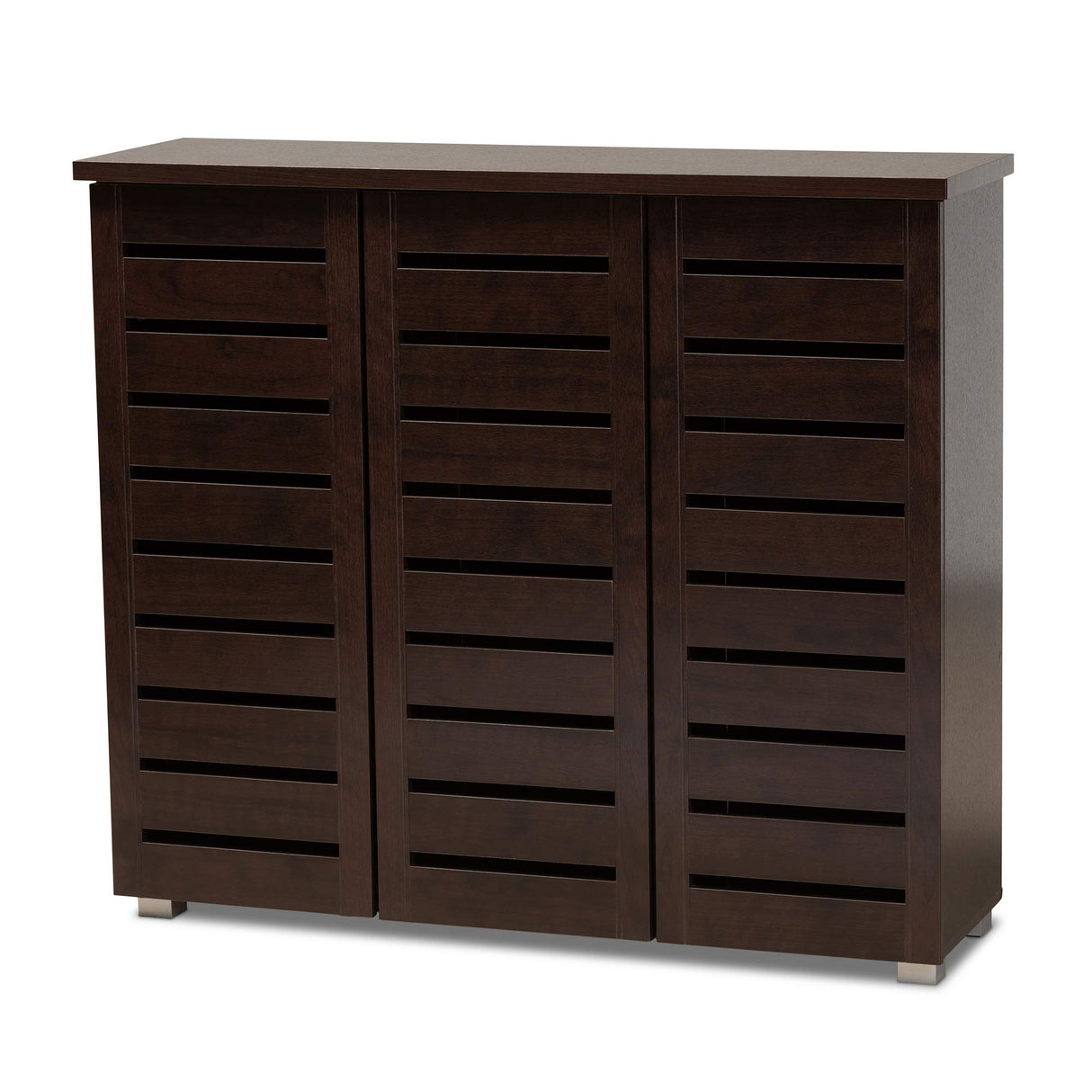Baxton Studio Adalwin 3-Door Shoe Storage Cabinet, Dark Brown (118-6517-HiT) Baxton Studio