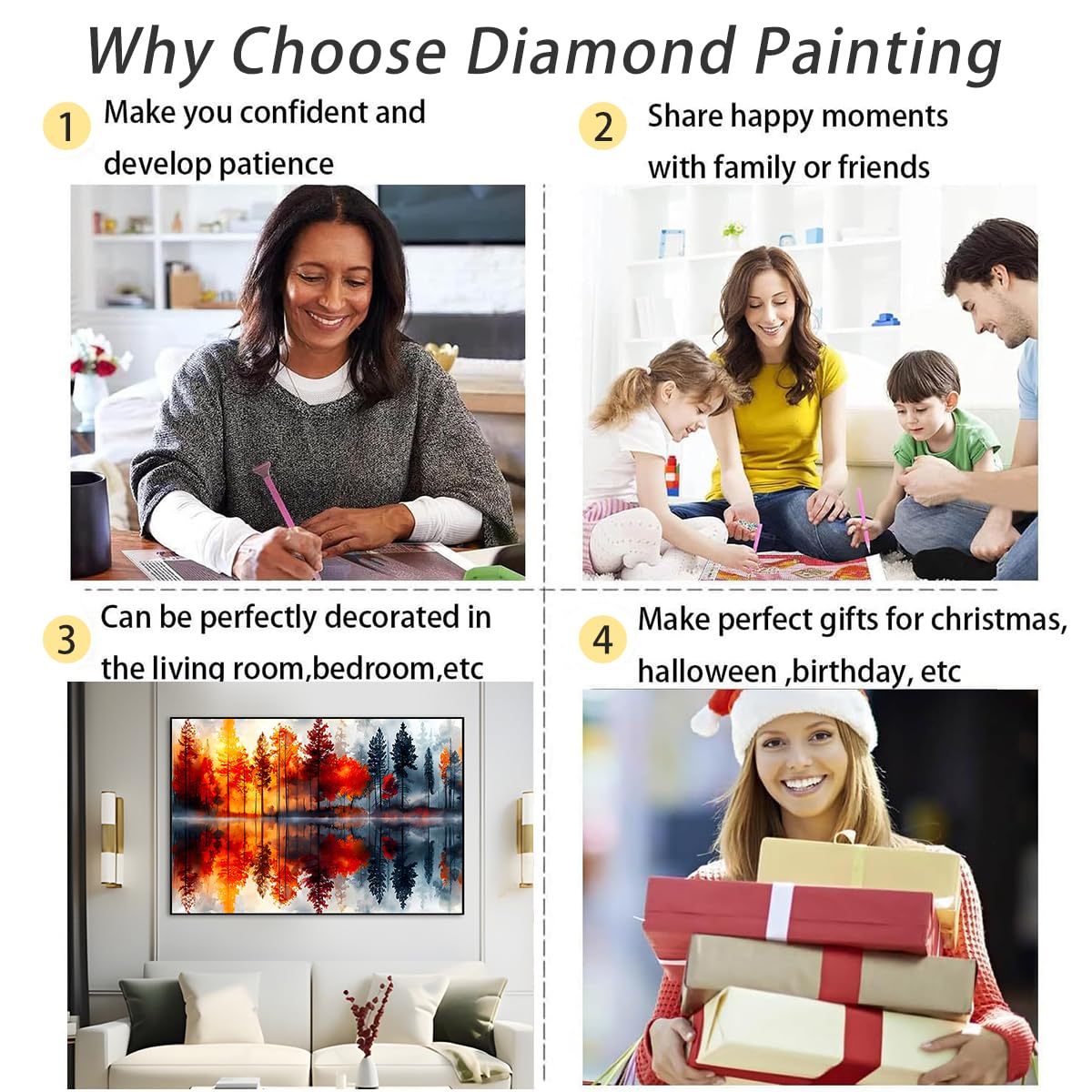 Ohhvvow 5D Lake & Forest Reflection Large Diamond Art Kit for Adults, 27.5x15.7 Inch Large Landscape Diamond Painting with Numbered Canvas, DIY Full Drill Gem Craft Kits, Serene Gift for Beginners Ohhvvow