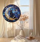 hyzsj DIY Hanging Diamond Art Pendant Painting Kit Cat,Acrylic 5D Moon Painting Window Pendants, Special Crystal Gem Craft Painting Kit Ornament hyzsj