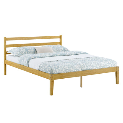 MUSEHOMEINC Classic Bamboo Queen Platform Bed Frame with Headboard for Bedroom, Strong Wood Slat Support, No Box Spring Needed, Easy Assembly, Natural (Queen)