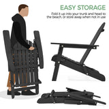 Yaheetech Folding Adirondack Chair Set of 6 Outdoor, 300LBS Solid Wood Garden Chair Weather Resistant, Fire Pit Lounge Chairs for Garden/Yard/Patio/Lawn, Black Yaheetech