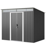 Gizoon 7.4'x5.3' Outdoor Storage Shed Metal Garden Shed with Sliding Lockable Doors, Versatile Tool Bike Shed with Transparent Panel Windows, Outdoor Storage Clearance for Backyard, Patio, Dark Gray Gizoon