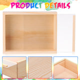 Thyle 6 Pcs Wood Boxes with Window for Crafts 7.8 x 6 x 2.8 Inch Unfinished Wood Box Small Wooden Storage Boxes Wooden Display Box with Sliding Transparency Lid for DIY Birthday Party Gift Favor Thyle