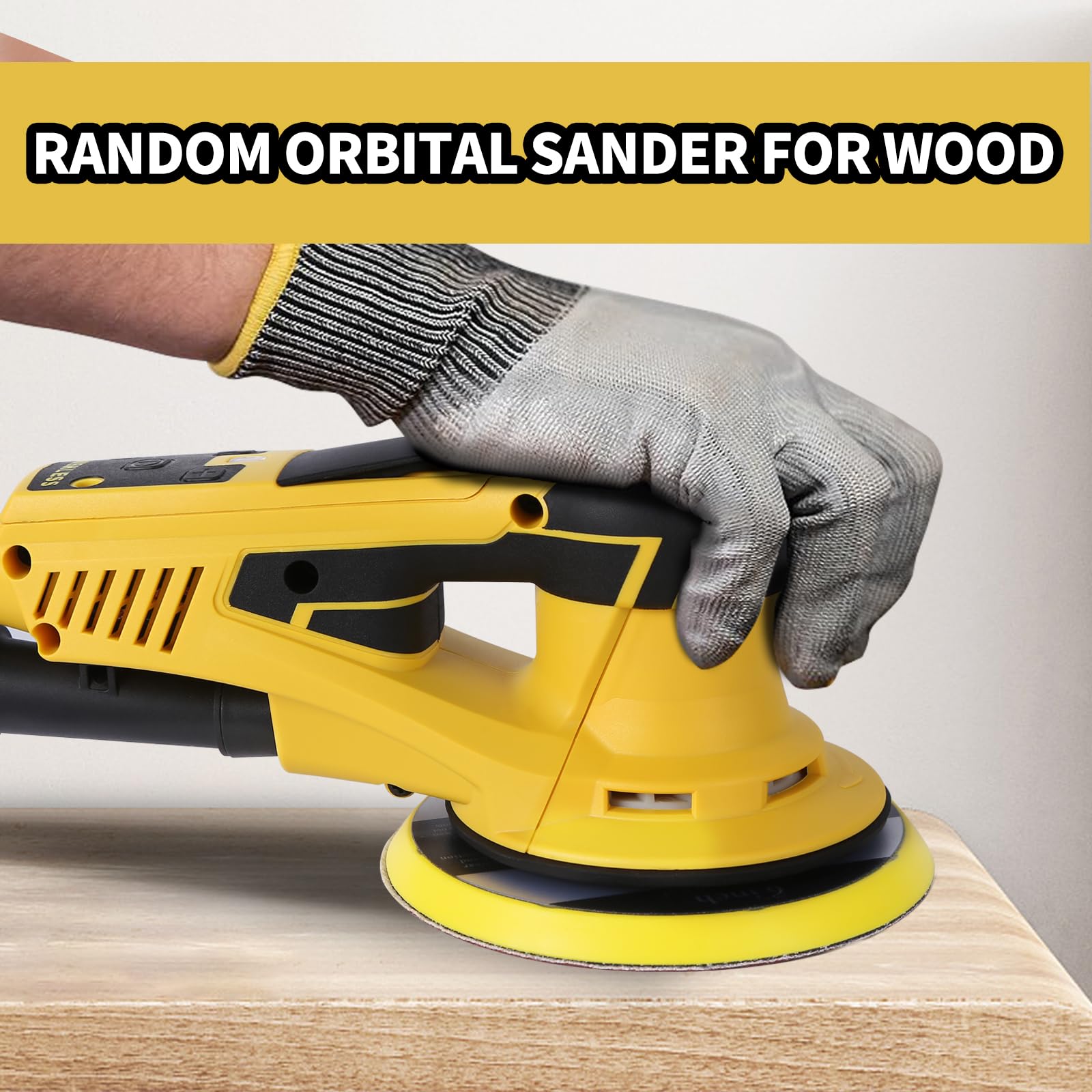 Hueborly Electric Random Orbital Sander Brushless Motor Powerful 350W Polisher Sander 6-Inch 10000 RPM Variable Speed Tool for Sanding Walls and Wood, Rust Removal, Car Polishing Ect - WoodArtSupply