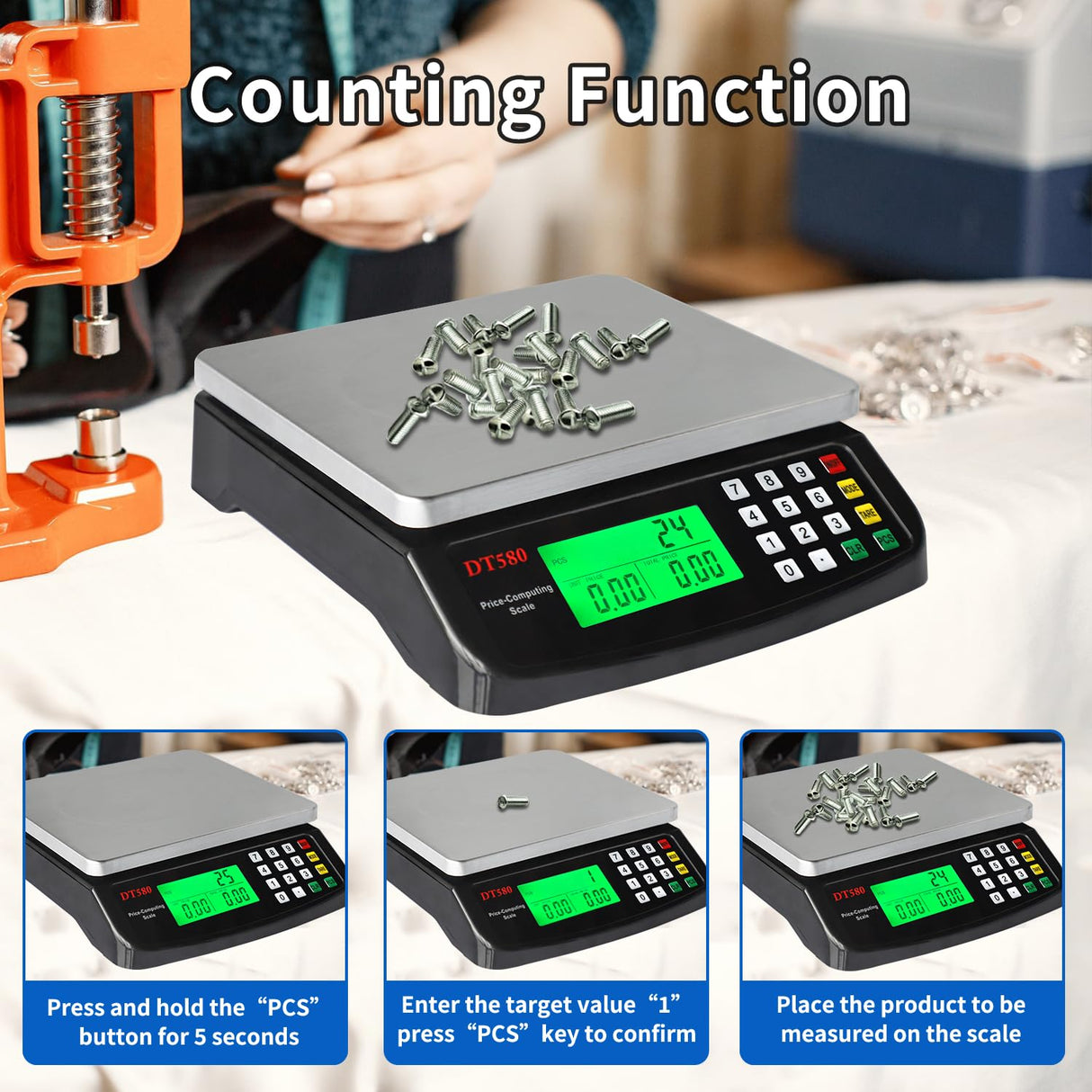 KNSWE Large Digital Kitchen Scale Black 40KG/88LB Commercial Food Weight Scale Cooking Meat Baking Bread Price Computing Scale Stainless Steel Counting Scale for Deli Stores Tare Function KNSWE