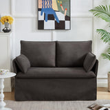 Sivoey Slipcovered Loveseat Sofa, 52" Small Couch with Throw Pillows, Single Seat Cushion, Easy Assembly, Modern Loveseat Sofa for Living Room, Office, Apartment, Small Space, Brown Sivoey