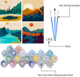 FQOVKYN 4 Pack Sunset Paint by Number for Adults Beginners, DIY Landscapes Paint by Numbers on Canvas, Acrylic Easy Painting by Numbers Oil Painting Kits for Home Wall Decor (8x8in) FQOVKYN