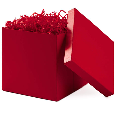 Hallmark Medium Gift Box with Lid and Shredded Paper Fill (Red 7 inch Box) for Birthdays, Graduations, Anniversaries, Christmas, Valentine's Day, All Occasion Hallmark
