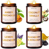 4 Pack Scented Candles Set, 28oz Wood Wick Aromatherapy Candles for Home Scented, Candles for Women Men, Birthday Gifts for Women, Soy Candles Gift for Anniversary, Valentine, Mother's Day Yinuo Candle