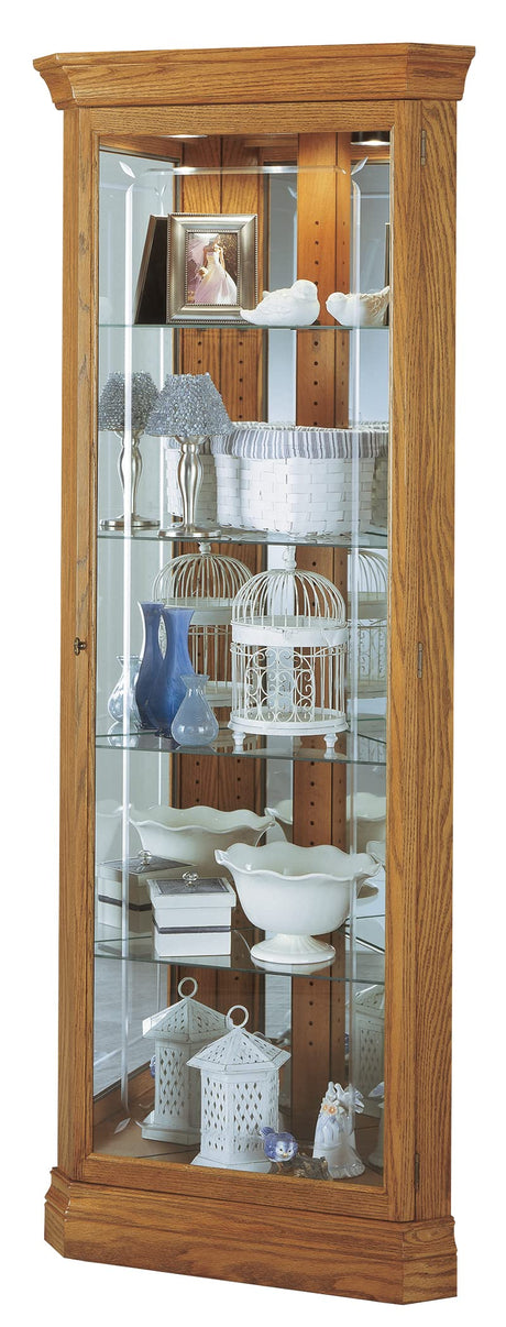 Howard Miller Hammond Curio Cabinet II, Freestanding Storage Cabinets Floor Mount, Pad Lock Metal Shelf with Golden Finish for Decorative Items, Collectibles, Living Room & Office Howard Miller