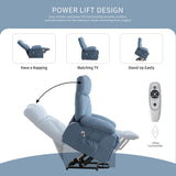 jonpony Power Lift Recliner Chair for Elderly, Lift Chair with Massage and Heat for Living Room, Fabric Electric Recliner Chairs with Side Pockets, USB Charge Port, Blue jonpony