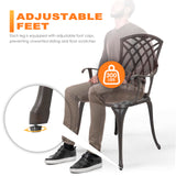 NUU GARDEN 5 Piece Outdoor Patio Dining Set, All-Weather Round Cast Aluminum Dining Table with 1.97" Umbrella Hole and Outdoor Patio Dining Chairs for Patio, Garden, Backyard, Balcony, Bronze NUU GARDEN