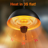 Hanging Patio Heater, Outdoor/Indoor Electric Infrared, Ceiling Heater with 3 Adjustable Modes 600W/900W/1500W. Paraheeter
