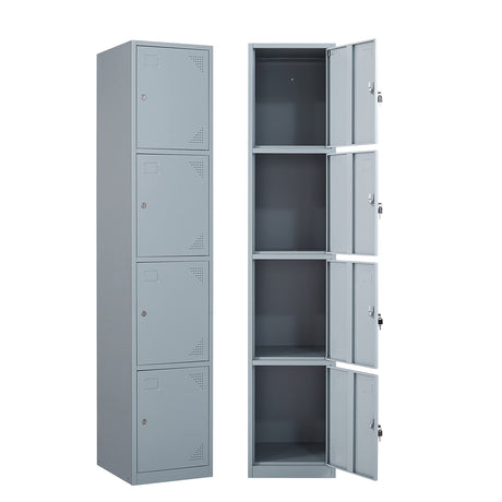 Yizosh Metal Locker for Gym, School, Office, 71" Metal Storage Locker Cabinets for Employees, Students Steel Lockers Four Tier with 4 Doors (Grey) Yizosh