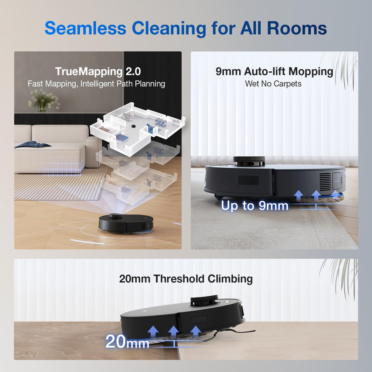 ECOVACS DEEBOT T30S AI Robot Vacuum and Mop, 11000Pa, TruEdge Adaptive Edge Mopping, ZeroTangle Technology, AI Instant Re-mop, Hot Water Mop Washing, Self-Emptying & Refilling, AI Obstacle Avoidance ECOVACS