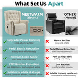 MEETWARM Power Swivel Rocking Glider Recliner Chair with Heat and Vibration, Electric Rocker Nursery Reclining Chair, Wingback Tufted Upholstered Recliner for Living Room, Type-C & USB Ports (Beige) MEETWARM