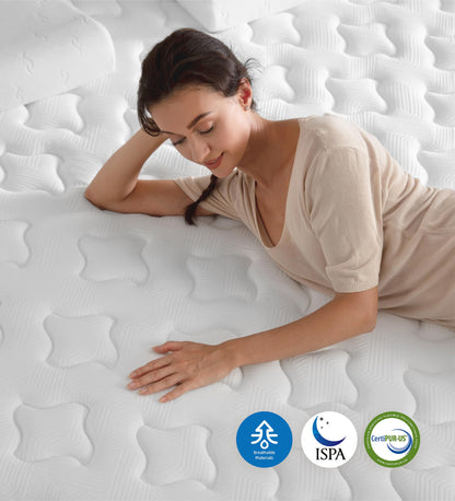 Cejato Queen Size Mattresses,10 Inch Memory Foam Hybrid Queen Mattresses in a Box White Mattress with Provide Sleep Support and Pressure Relief,Medium Firm,CertiPUR-US.