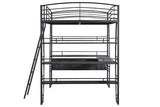 DNYN Full Size Loft Bed with Desk & Shelves & Sockets & USB Ports & Wireless Charging Design,Sturdy Metal Bedframe w/Ladder & Safety Guardrails,Perfect for Dorm,Bedroom,Guest Room, Black DNYN