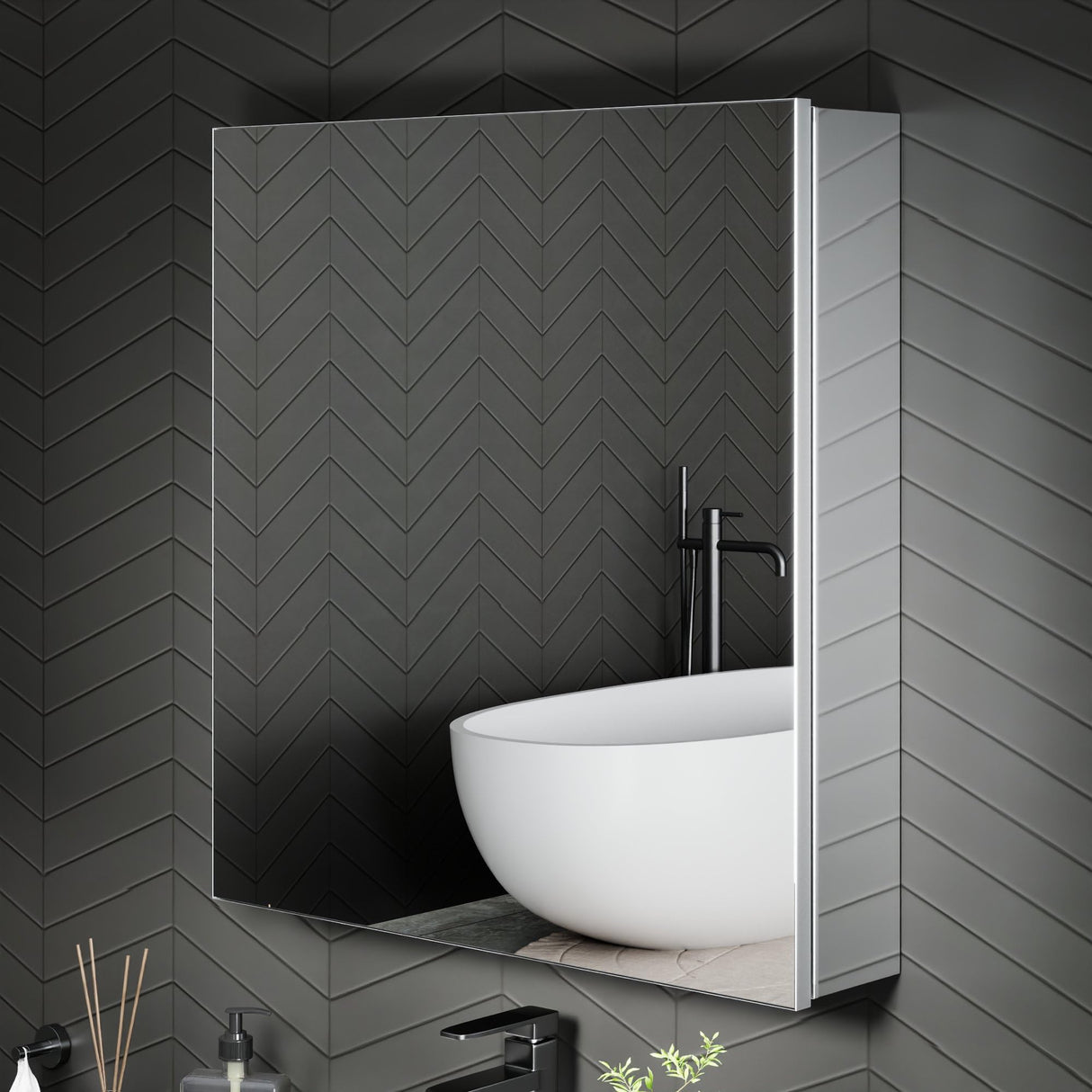 AZDHOME 24x26 Aluminum Alloy Frame Bathroom Medicine Cabinet Mirror,Recessed or Surface Mounted,Reversible L/R Door,Adjustable Shelves,Assembly Required AZDHOME