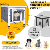 GEGURI Outdoor Cat House, Weatherproof Shelter for Ferrel Cats, Dogs, Rabbits Hutch with Elevated Floor, Asphalt Roof GEGURI