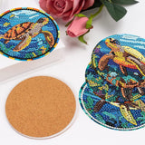 mrpwnle 8 Pack Turtle Diamond Art Coasters Kits, Sea Turtle Diamond Painting Coasters Kits Set with Holder Cork Pads, DIY Diamonds Art Non Slip Coaster Crafts Supplies Kit mrpwnle