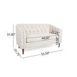 Christopher Knight Home Contemporary Tufted and Diamond Stitching Fabric Loveseat,Tub-Design 2-Seater Sofa, Removable Cushions, Birch Wood Legs, Square Arms, Beige and Espresso Christopher Knight Home