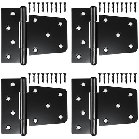 Letowe Heavy Duty Gate Hinges 4 Pack, Black Iron 3.5 Inch Door Hinges for Wood Shed Barn Door Fence Gate Swing Door (Screws Included) Letowe