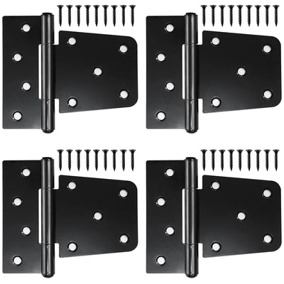 Letowe Heavy Duty Gate Hinges 4 Pack, Black Iron 3.5 Inch Door Hinges for Wood Shed Barn Door Fence Gate Swing Door (Screws Included)
