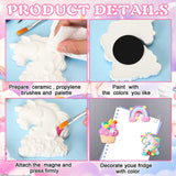 HyDren 12 Sets Arts and Crafts Painting Kit for Kids Unicorn Unpainted DIY Ceramic Figurines Paint Your Own Figurines with Magnets, Paintbrushes, Palettes for Kids Adults(Unicorn Theme) HyDren