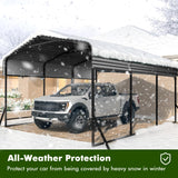 10x15FT Metal Carport, Heavy Duty Car Port Canopy with Iron Roof and Frame, Extra Large Carports Withstand Strong Wind or Heavy Rain, Suitable for Parking Pickup, Boat, Car, and Tractor WUKHG