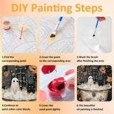 Mandun 3 Pack Halloween Paint by Numbers Kit for Adults with Frame, Ghost Paint by Numbers, Adult Gift Craft Kits 7.8x11.8Inch with Frame and Easel Mandun