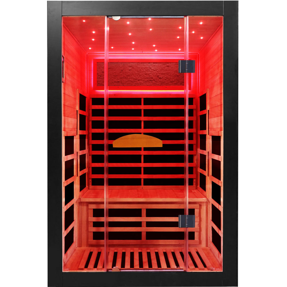 Far Infrared Home Sauna for 2 Person, 2000W 110V Indoor Sauna, Wooden Dry Spa Room with Red Light Therapy, Control Panel, Bluetooth Speaker InfraHHZQ