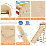 Costzon Indoor Jungle Gym, 6-in-1 Montessori Climbing Toys for Toddlers with Double-Sided Slide, Climbing Rock/Net, Indoor Wooden Playground Climber Playset for Kids 2-6 Years Birthday Costzon