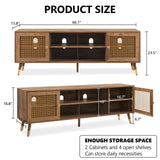 JYED DECOR Modern Entertainment Center for TVs up to 75 inches, Boho TV Console with Storage Cabinet and Open Shelves, Large TV Stand for Living Room, Bedroom, Office, Rustic JYED DECOR