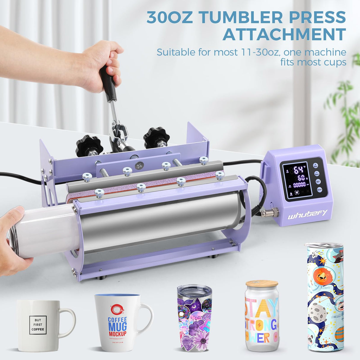 Whubefy Heat Press 15x15, Heat Press Machine for Shirts, Pro 8 in 1 Heat Press w/11-30 oz Tumbler Press, Heat Press Machine Combo Fast & Even Heating, 360°Swing Away Sublimation for Hat Cap Mug Plate Whubefy