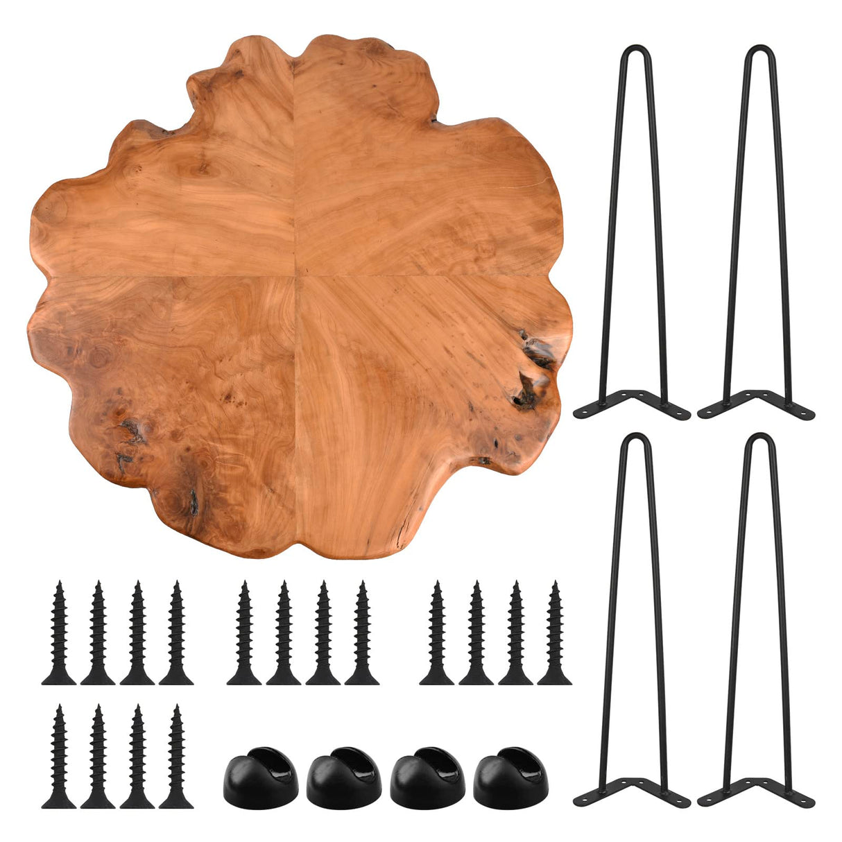 HOEGMST 27.5 Inch Live Edge Side Table, Wood Freeform Small End Table with Waterproof Surface, Rustic Accent Table Unique for Living Room, Bedroom, Home HOEGMST