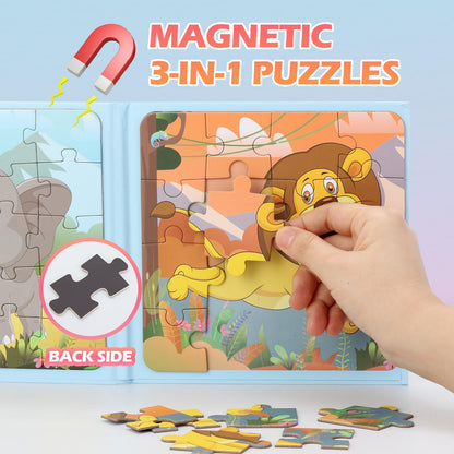 Magnetic Puzzles for Kids Ages 3 4 5 6, Puzzles for Kids Ages 4-8, Toddler Puzzles Ages 2-4, Wooden Jigsaw Puzzles Book for Preschool Toddlers, Travel Toys for 3-5 Year Old Board Games Boys and Girls