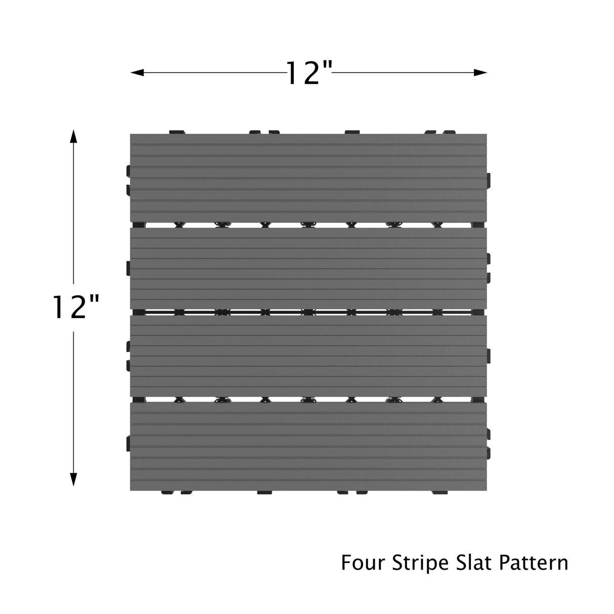 Interlocking Deck Tiles - 6-Pack Wood Plastic Composite Patio Tiles - Outdoor Flooring for Balcony, Porch, and Garage by Pure Garden (Dark Gray) Pure Garden