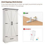 XIASLO 72" Tall Wood Storage Cabinet, Farmhouse Kitchen Pantry Cabinet with Adjustable Shelves & Drawer & Barn Doors, Versatile Storage for Kitchen, Dining Room, Bathroom, Antique White XIASLO