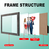 RPJC 6x8 inch Picture Frame Made of Solid Wood and High Definition Glass Display Pictures for Table Top Display and Wall Mounting Photo Frame with Stand Rustic White RPJC