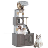 66.9-Inch Cat Tree with Litter Box Enclosure, Cat Tower with Multiple Platforms, Cats Houses for Indoor Cats Include Scratching Posts, Perch, Caves Amenitlif