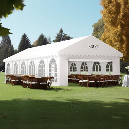 KNUO Party Tent 20x40' Event Tent for 100 People Heavy Duty Outdoor Weddings Tent, White - WoodArtSupply