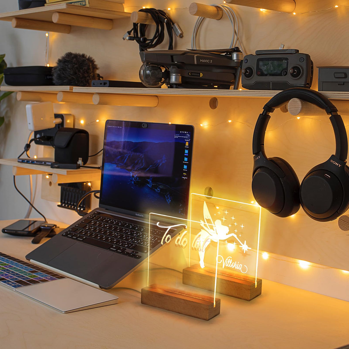 LACGO 4 PCS 6'' Wooden Light Base with Acrylic Display Boards - LED Wooden Bases with Warm White Lighted Rectangle Wood Acrylic Pedestal Stand for Home Room Bar Cafe Easter Decoration LACGO